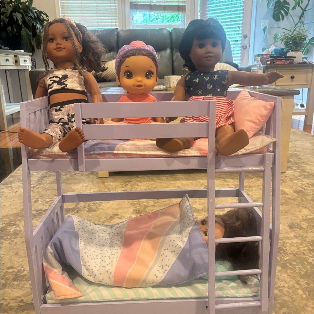 American Girl Purple and Pink Doll Bunk Bed (Dolls included)